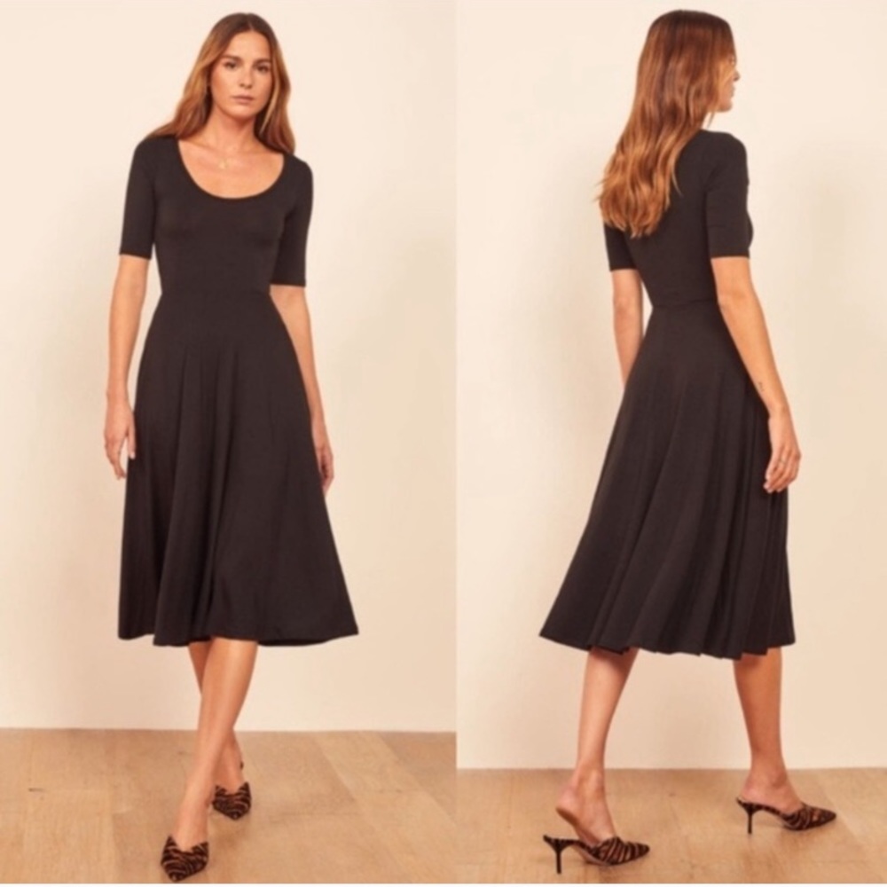 NEW Reformation Lilian Black Midi Dress